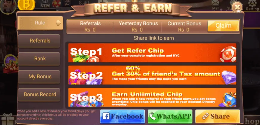 3 patti blue refer and earn